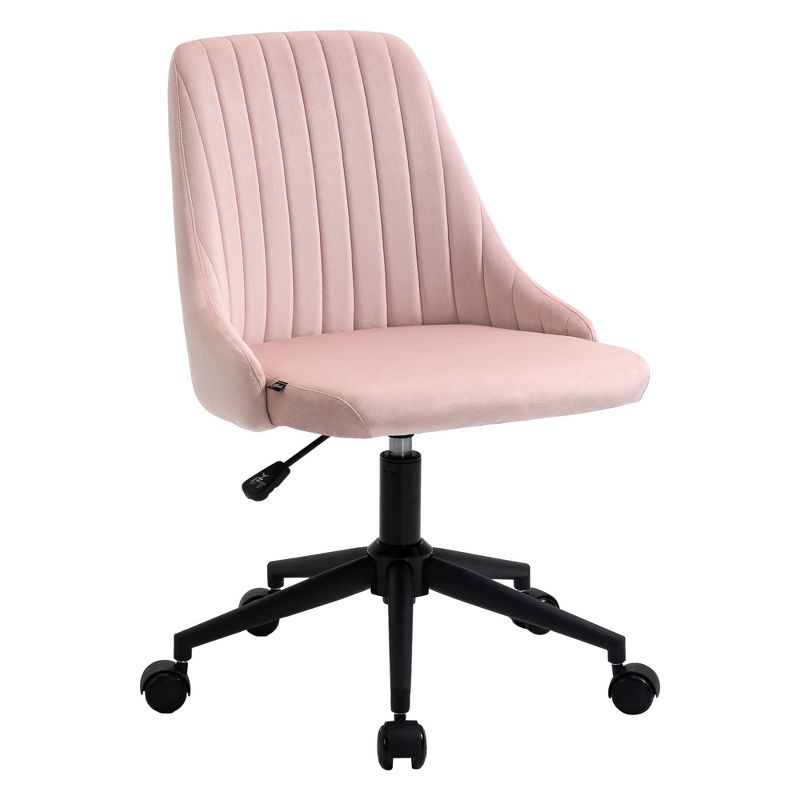 Vinsetto Mid-Back Office Chair, Velvet Fabric Swivel Scallop Shape Computer Desk Chair for Home Office or Bedroom, 4 of 7