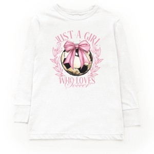 The Juniper Shop Just A Girl Who Loves Soccer Coquette Youth Long Sleeve Tee - 1 of 4