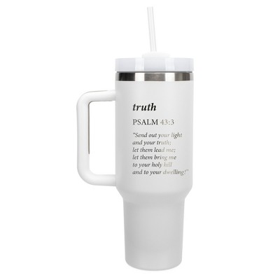 Elanze Designs Truth Light Lead Me Holy Psalm 43:3 40 oz. Stainless Steel, Large Water Bottle Coffee Mug, Spill & Leak Resistant, Thermal Travel