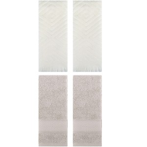 REGALWOVEN 4 Pcs Bathroom Decorative Cotton Soft Absorbent Sold Striped Hand Towel - 1 of 4