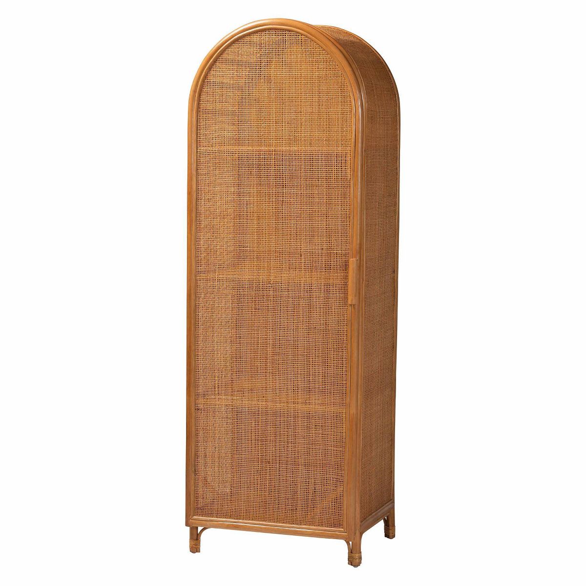 bali & pari Paloma Arched Rattan Accent Cabinet with Shelves Light Honey