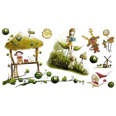 Slickblue Village Landscape Wall Decals – Removable Vinyl Stickers for Home Decor, 13x23.5"