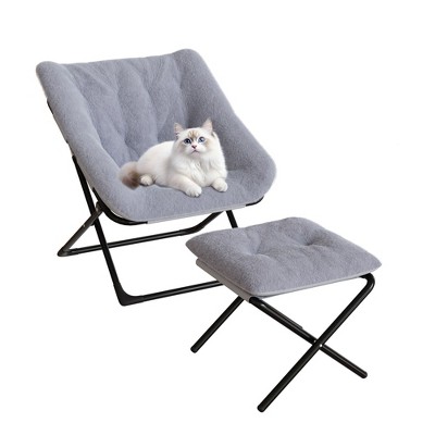 Oversized Comfy Chair, Faux Fur Foldable Lounge Chair for Adults, Metal Frame X-Large Saucer Chair, Plush Accent Chair for Bedroom Living Room Dorm
