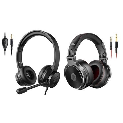 Oneodio Pro 50 Black Studio & Wired Over Ear Headphones With Hi-res Audio  And S100 Headphone W/ Adjustable Boom Mic Computer Pc Headset, Black :  Target