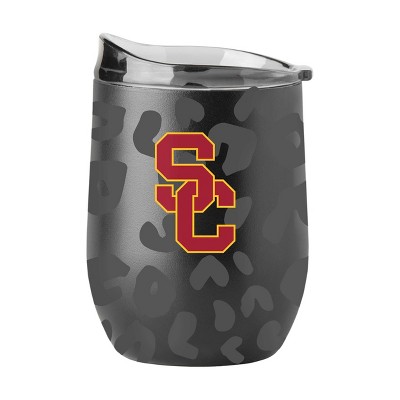 NCAA USC Trojans 16oz Black Leopard Stainless Steel Wine Tumbler