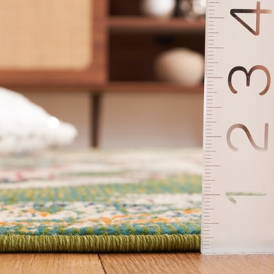 Madison Green and Aqua Oriental Runner Rug