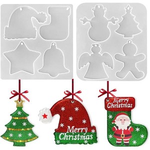 JDICTION 2Pcs Holiday Silicone Resin Molds - Christmas Ornament Molds for Jingle Bells & Gingerbread Men Baubles - 1 of 4