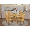 HomeStock 5-Piece Natural Oak Finish Solid Wood Top Dining table with 4 Chairs - 2 of 4