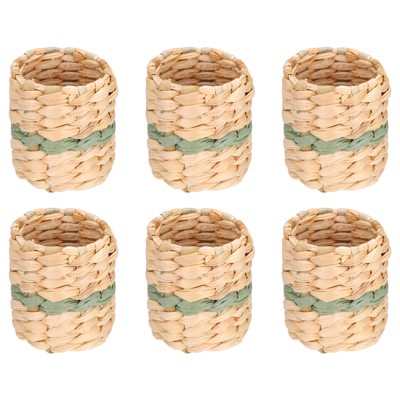 Unique Bargains Handmade Woven Natural Cattail Grass Farmhouse Napkin Rings 6 Pcs