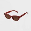 Women's Plastic Cateye Sunglasses - A New Day™ Brown - image 2 of 2