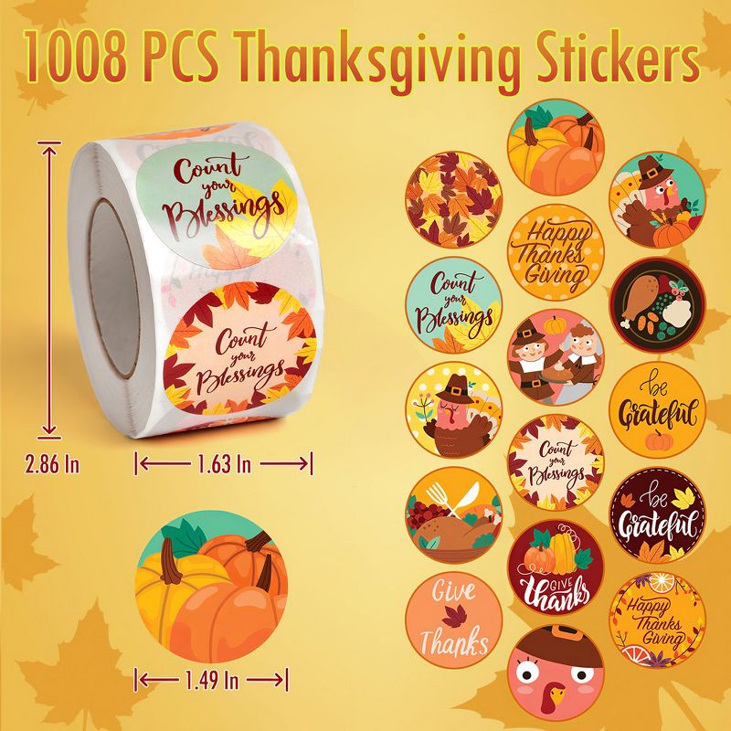 Fun Little Toys 1000 PCS Thanksgiving Sticker Rolls, 2 of 8