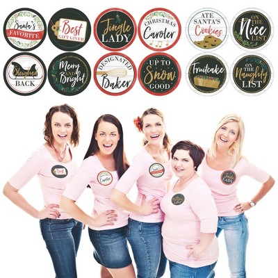 Big Dot of Happiness Rustic Merry Friendsmas - Friends Christmas Party Funny Name Tags - Party Badges Sticker Set of 12