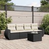 vidaXL 5 Piece Patio Sofa Set with Cushions Black Poly Rattan - Black and Cream With Table - 2 of 4