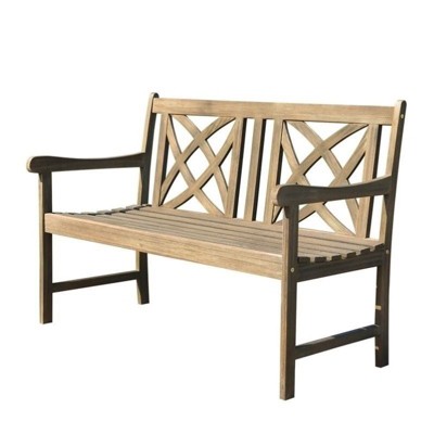 Wood Outdoor Bench In Natural Brown-pemberly Row : Target
