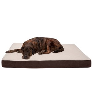 FurHaven Faux Sheepskin & Suede Deluxe Orthopedic Mattress Dog Bed - 1 of 3