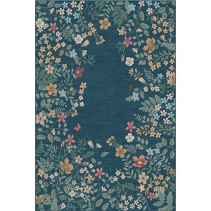 Fulvari Washable Rug,Botanical Area Rugs for Living Room,Non-Slip Soft Rug for Bedroom, Vintage Low Pile Dining Room Floral Rug Carpet - 1 of 4