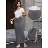 INSPIRE CHIC Women's Solid Color High Waisted Back Slit Business Casual Knit Bodycon Maxi Skirt - 2 of 4