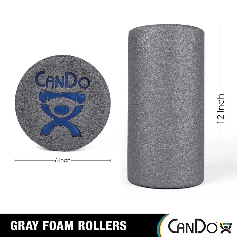 CanDo Plus Round Gray Exercise Fitness Foam Rollers for Muscle Restoration, Massage Therapy, Sport Recovery and Physical Therapy, 2 of 7