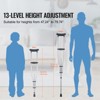 VEVOR Underarm Crutches, 13-Level Height  Underarm Walking Crutches, Lightweight Aluminum Crutches for Adults Teenager,1 Pair 300LBS,Black&Silver - 3 of 4