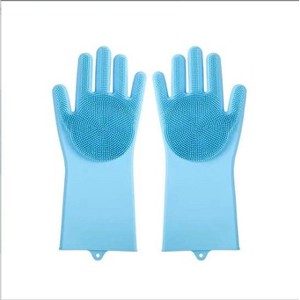 Paaaawaters 1 set Pink blue dishwashing gloves, suitable for housework, kitchen, durable silicone - 1 of 4