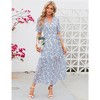 YesFashion Women's Summmer Dress Casual Boho Short Sleeve Long Dress Wrap V Neck Tunic Midi Sundress with Belt - 2 of 4