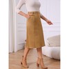 INSPIRE CHIC Women's Faux Suede Elastic High Waist A-line With Pockets Midi Skirt - 3 of 4