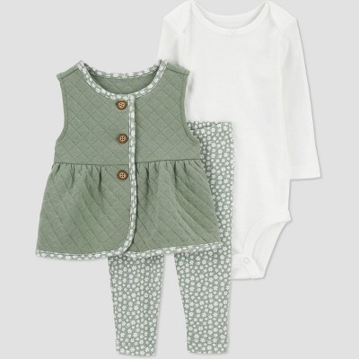 Carter's Just One You® You Baby Girls' Vest Set - Green/White