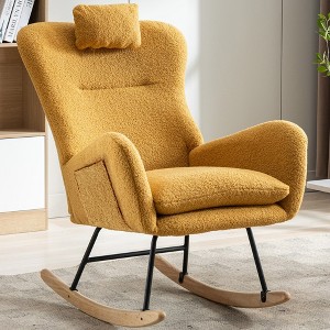 35.5 in. Soft Teddy Fabric Rocking Chair with Pocket for Living Room Bedroom - 1 of 4
