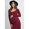 Hello Miz Women's Ribbed Long Sleeve Scoop Neck Maternity Midi Dress - 4 of 4