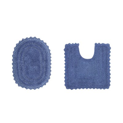 Lilly Crochet Collection 100% Cotton Tufted Reversible 2-Piece Bath Rug Set – Super Absorbent, Machine Washable Bathroom Mats with Crochet Pattern