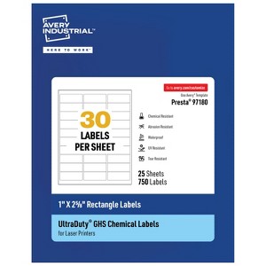 Avery UltraDuty GHS Labels, Waterproof, 1 x 2-5/8 Inch Rectangle Labels, for Use with Laser Printers - 1 of 4