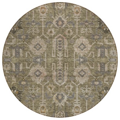 Brown Gray And Charcoal Oriental Washable Indoor Outdoor Area Rug