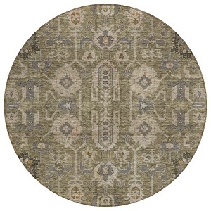 Brown Gray And Charcoal Oriental Washable Indoor Outdoor Area Rug - 1 of 4
