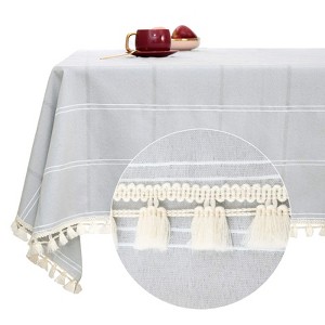 Deconovo Water-Resistant Poly-Cotton Tassel Tablecloth ¨C Indoor Outdoor Dining Table Cover, Multiple Sizes & Colors - 1 of 4