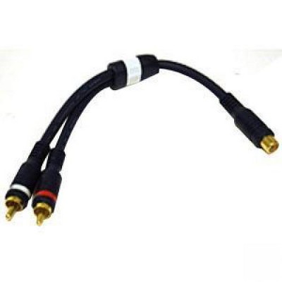  C2G 6in Velocity Two RCA Stereo Male to One RCA Mono Female Y-Cable - RCA Female, RCA Male - 6" - Blue 