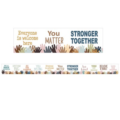 Teacher Created Resources Everyone is Welcome Helping Hands Straight Border Trim, 35 Feet (Pack of 6)