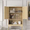 VYNXARIA Over The Toilet Storage Cabinet, Bathroom Shelves Over Toilet with 2 Rattan Doors&Adjustable Shelves&Open Storage Shelf-Natural Wood - 3 of 4