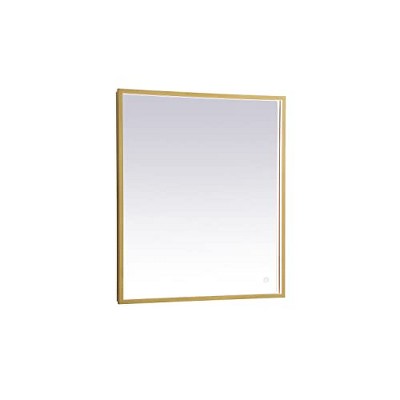 Elegant Lighting Pier 24x36 inch LED Mirror with Adjustable Color Temperature 3000K/4200K/6400K in Brass