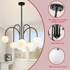 Rennnsan Fermon 30" W 6 -Light Milk Glass Dimmable Contemporary Sputnik Chandelier in Brass & Matte Black - 2 of 4
