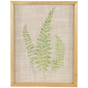 Northlight Framed Fern Leaf Print on Burlap Wall Art - 16" - Beige - 1 of 4