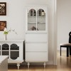 Luck Live 56.88in H Classic high cabinet, living room, and dining room, off-white - 3 of 4