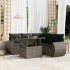 vidaXL 6 Piece Patio Sofa Set with Cushions Gray Poly Rattan - 2 of 4