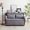 54" Sleeper Sofa,Velvet Sleeper Sofa With Detachable Arm Pockets And Pillows,Pull-Out Sofa Bed,Multi-position adjustable Sleeper Sofa-Cuddlewood - 2 of 4
