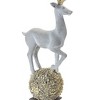 Winter Deer Figurine on Orb – 18H Resin Gold Grey – Holiday Tabletop Decor – By Melrose - 3 of 3