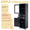 63" Tall Bathroom Storage Cabinet, Wood Floor Storage Cabinet With Adjustable Shelves, Freestanding Cupboard for Living Room Bathroom Entryway - 4 of 4