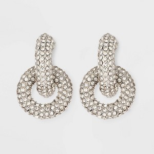 Casted Stone Double Hoop Post Earrings - Clear - 1 of 3