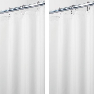 iDesign Solid Polyester Shower Curtain - 72" x 72" - Set of 2 - White