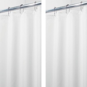 iDesign Solid Polyester Shower Curtain - 72" x 72" - Set of 2 - White - 1 of 4