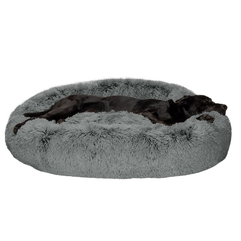 FurHaven Calming Cuddler Long Fur Donut Dog Bed, 1 of 11