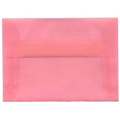 JAM Paper 4Bar A1 Translucent Vellum Invitation Envelopes 3.625x5.125 Pink 1591615I